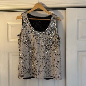 DKNY Silver Sequin Tank Top